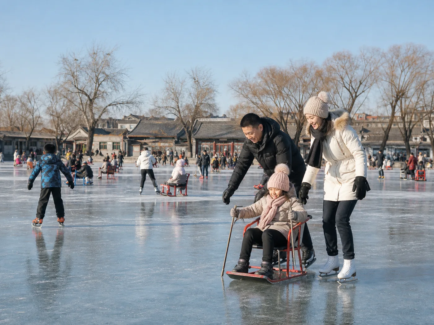 Beijing Winter Lake Skating